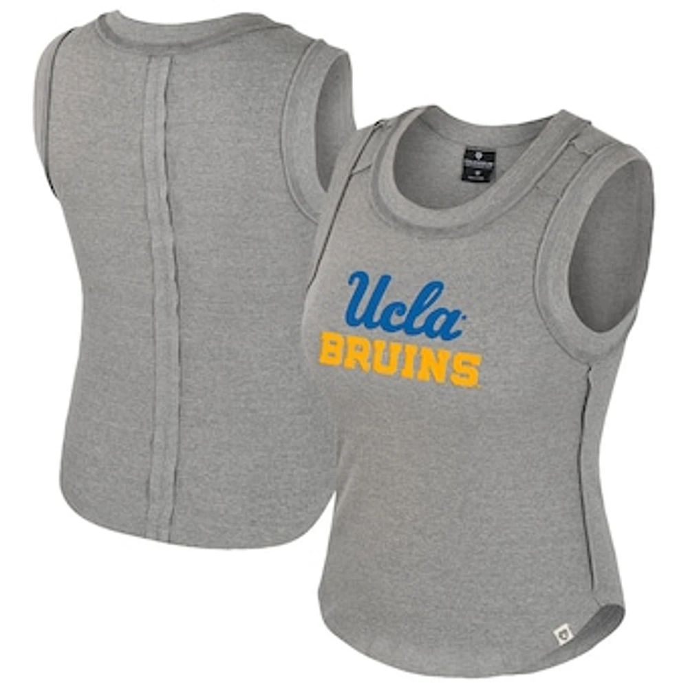 Women's Colosseum Heather Gray UCLA Bruins Beach You Ribbed Tri-Blend Tank Top