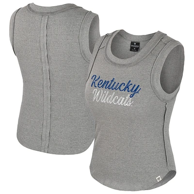 Women's Colosseum Heather Gray Kentucky Wildcats Beach You Ribbed Tri-Blend Tank Top