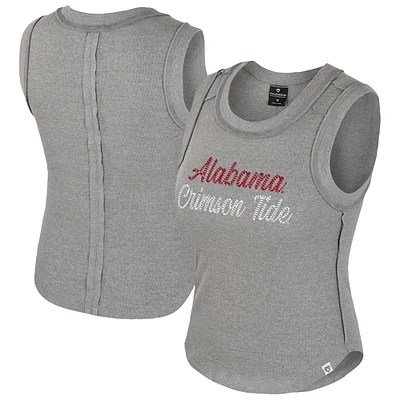 Women's Colosseum Heather Gray Alabama Crimson Tide Beach You Ribbed Tri-Blend Tank Top