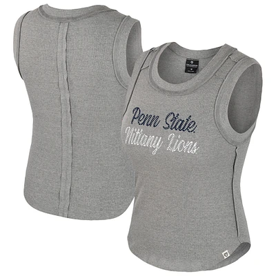 Women's Colosseum Heather Gray Penn State Nittany Lions Beach You Ribbed Tri-Blend Tank Top