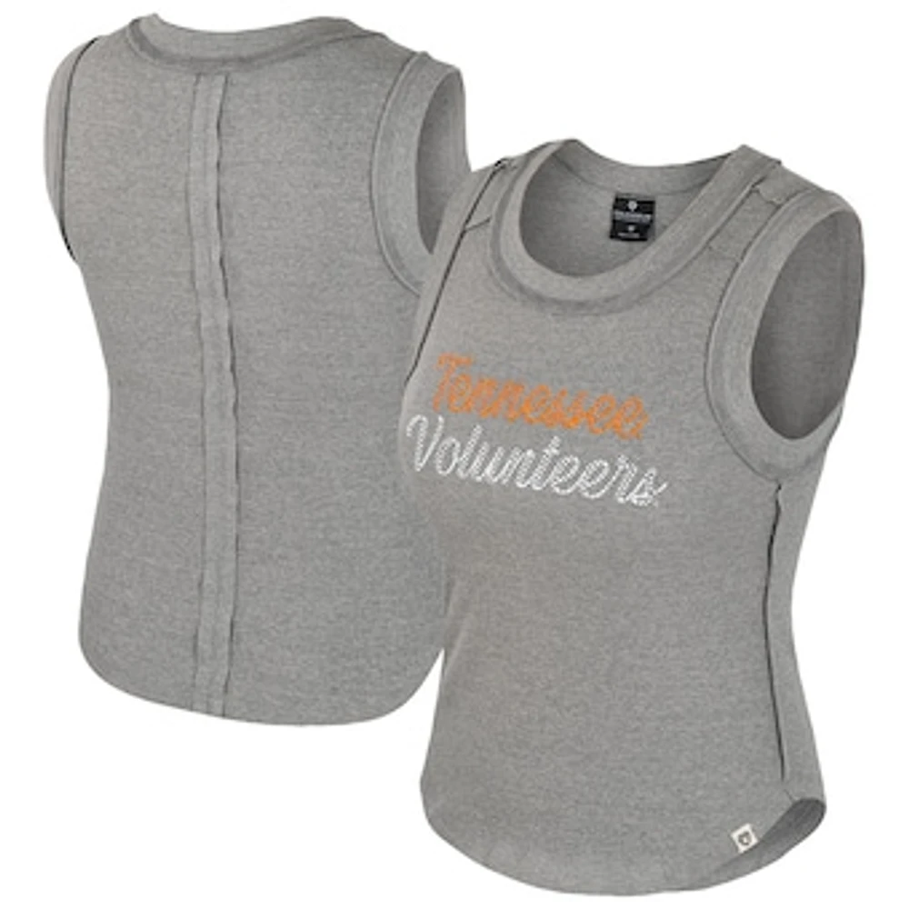Women's Colosseum Heather Gray Tennessee Volunteers Beach You Ribbed Tri-Blend Tank Top