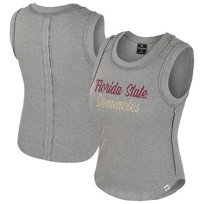 Women's Colosseum Heather Gray Florida State Seminoles Beach You Ribbed Tri-Blend Tank Top