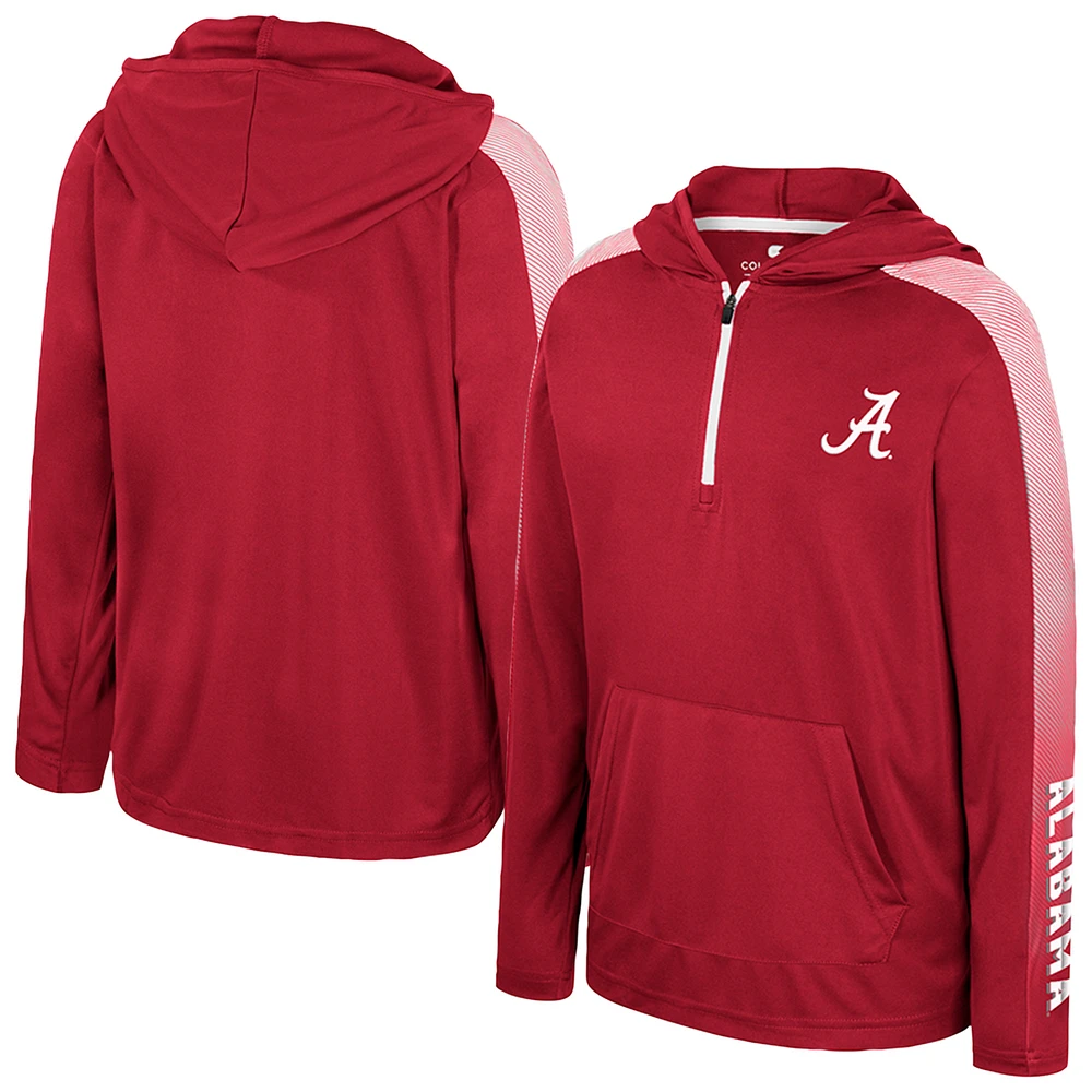Youth Colosseum Crimson Alabama Tide Lumen Long Sleeve Quarter-Zip Hooded Windshirt