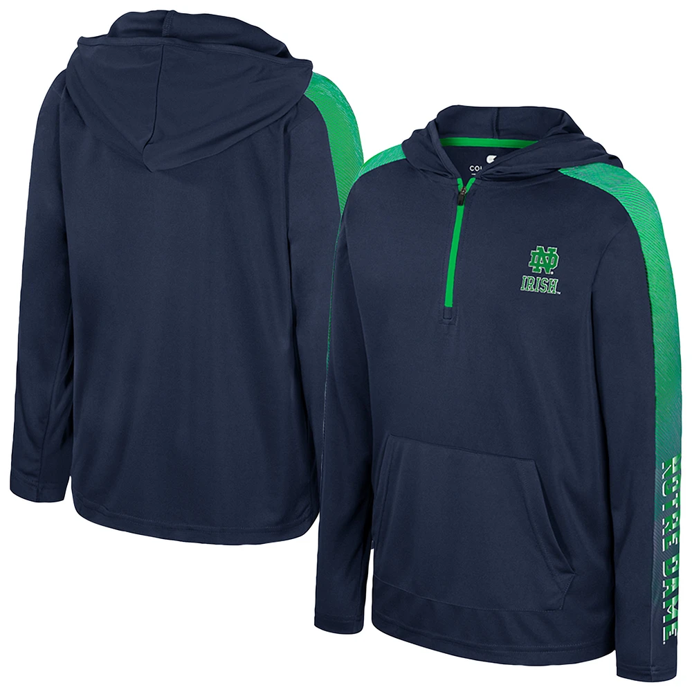 Youth Colosseum Navy Notre Dame Fighting Irish Lumen Long Sleeve Quarter-Zip Hooded Windshirt