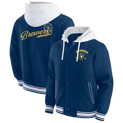 Men's Darius Rucker Collection by Fanatics Navy Milwaukee Brewers Full-Snap Hooded Jacket