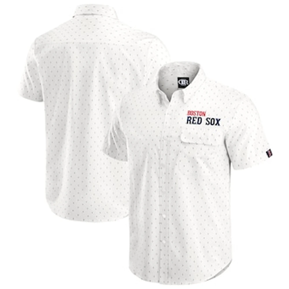 Men's Darius Rucker Collection by Fanatics Cream Boston Red Sox Printed Button-Down Shirt
