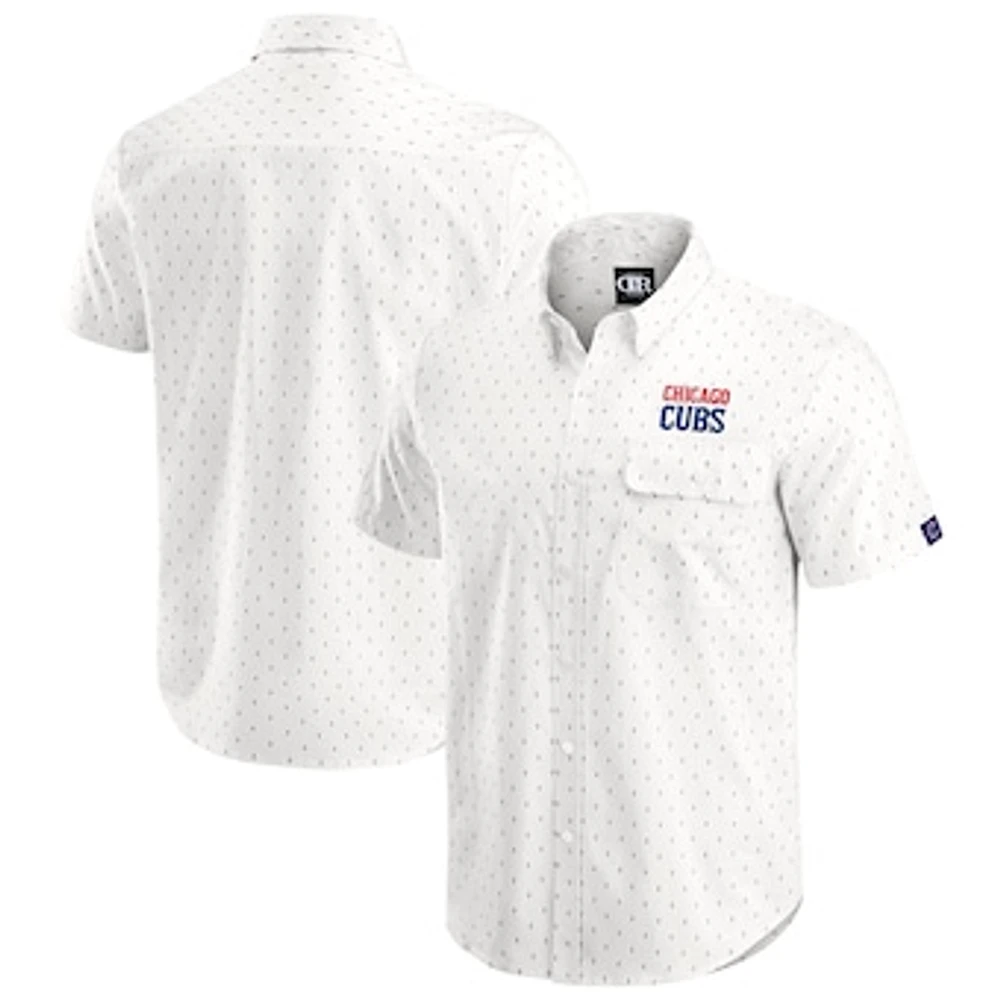 Men's Darius Rucker Collection by Fanatics Cream Chicago Cubs Printed Button-Down Shirt