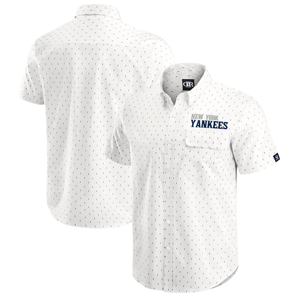 Men's Darius Rucker Collection by Fanatics Cream New York Yankees Printed Button-Down Shirt