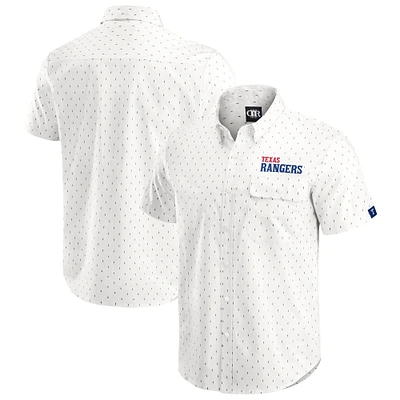 Men's Darius Rucker Collection by Fanatics Cream Texas Rangers Printed Button-Down Shirt