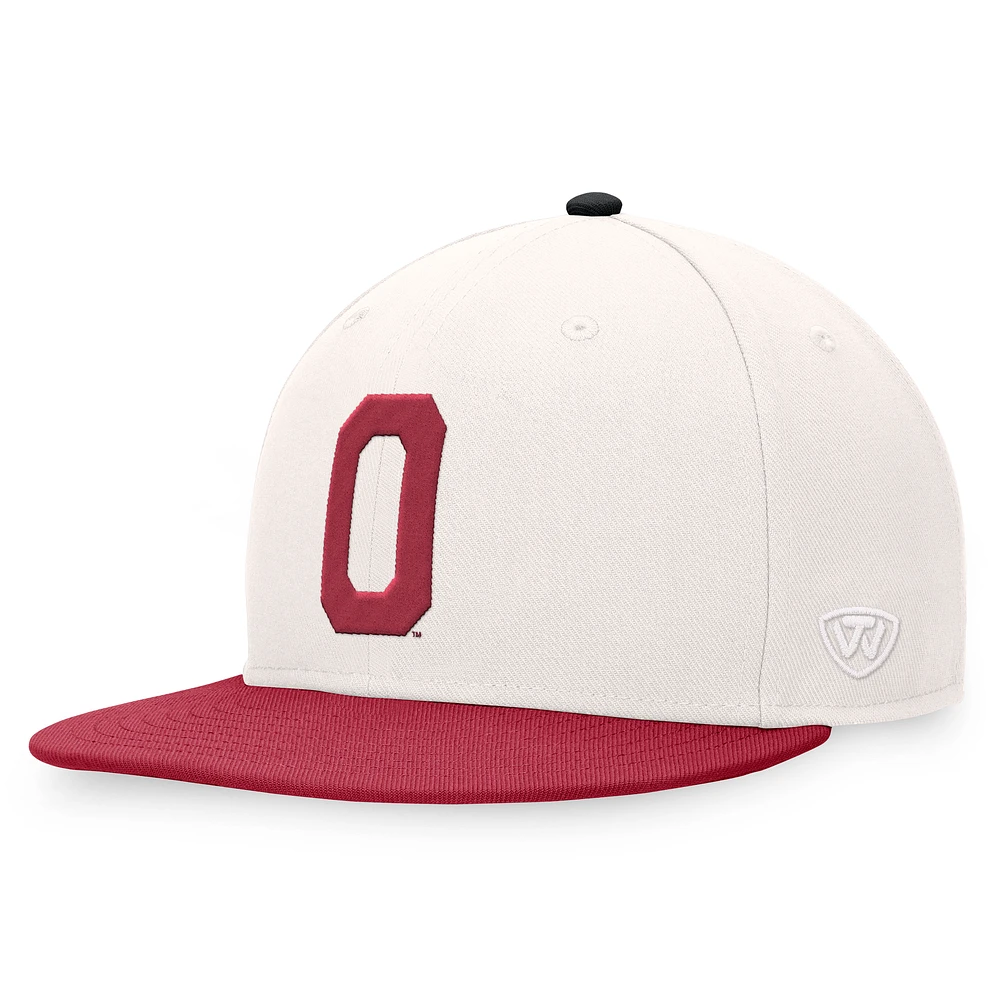 Men's Top of the World White/Cardinal Oklahoma Sooners Logo Adjustable Hat