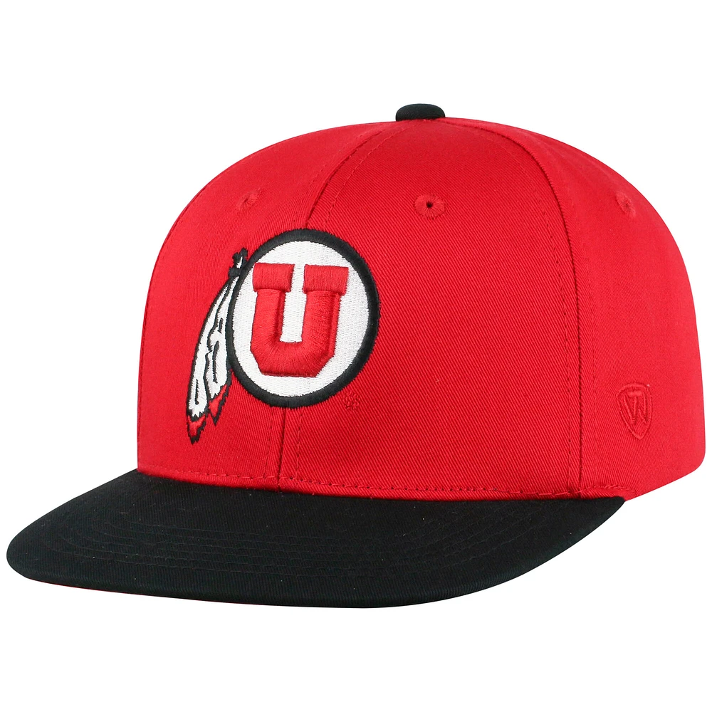 Youth Top of the World Red Utah Utes Victory Maverick Snapback Hat