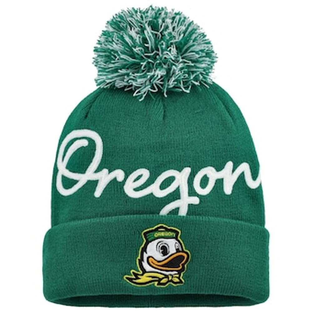 Women's Fanatics Green Oregon Ducks Excel Cuffed Knit Hat with Pom