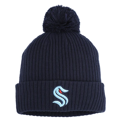 Men's Fanatics Deep Sea Blue Seattle Kraken Cuffed Knit Hat with Pom