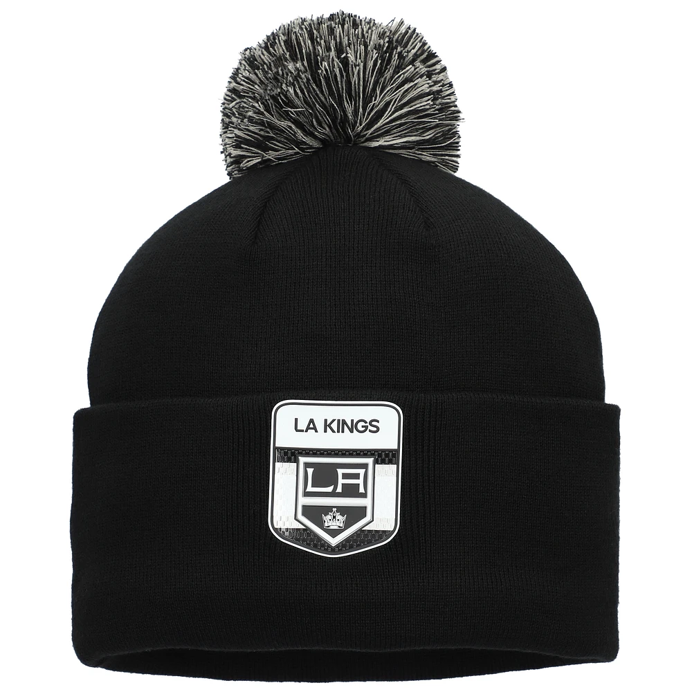Men's Fanatics Black Los Angeles Kings Authentic Pro Draft Cuffed Knit Hat with Pom