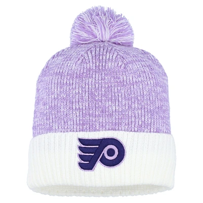 Men's Fanatics Lavender/White Philadelphia Flyers Hockey Fights Cancer Cuffed Knit Hat with Pom