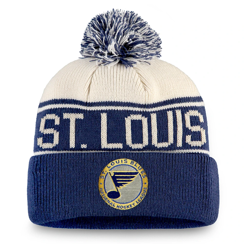 Men's Fanatics White St. Louis Blues Heritage Cuffed Knit Hat with Pom