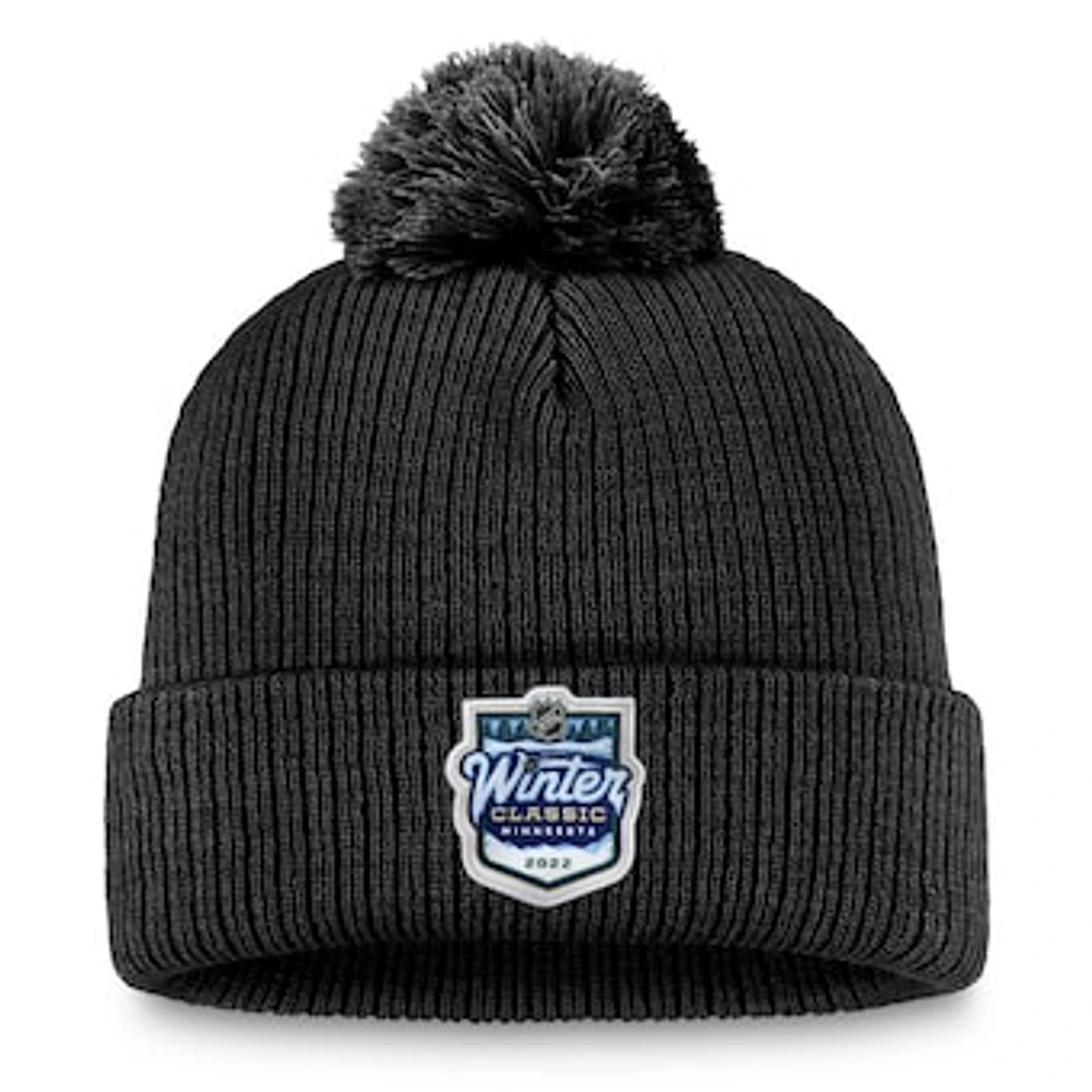 Men's Fanatics Black 2022 NHL Winter Classic Cuffed Knit Hat with Pom