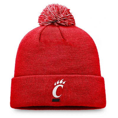 Men's Top of the World Red Cincinnati Bearcats Team Logo Cuffed Knit Hat with Pom