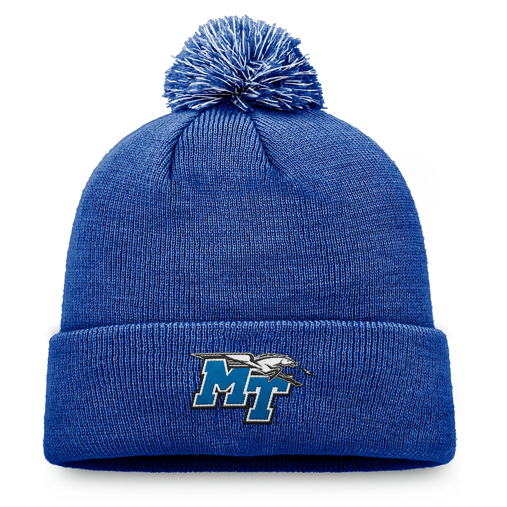 Men's Top of the World Royal MTSU Blue Raiders Team Logo Cuffed Knit Hat with Pom