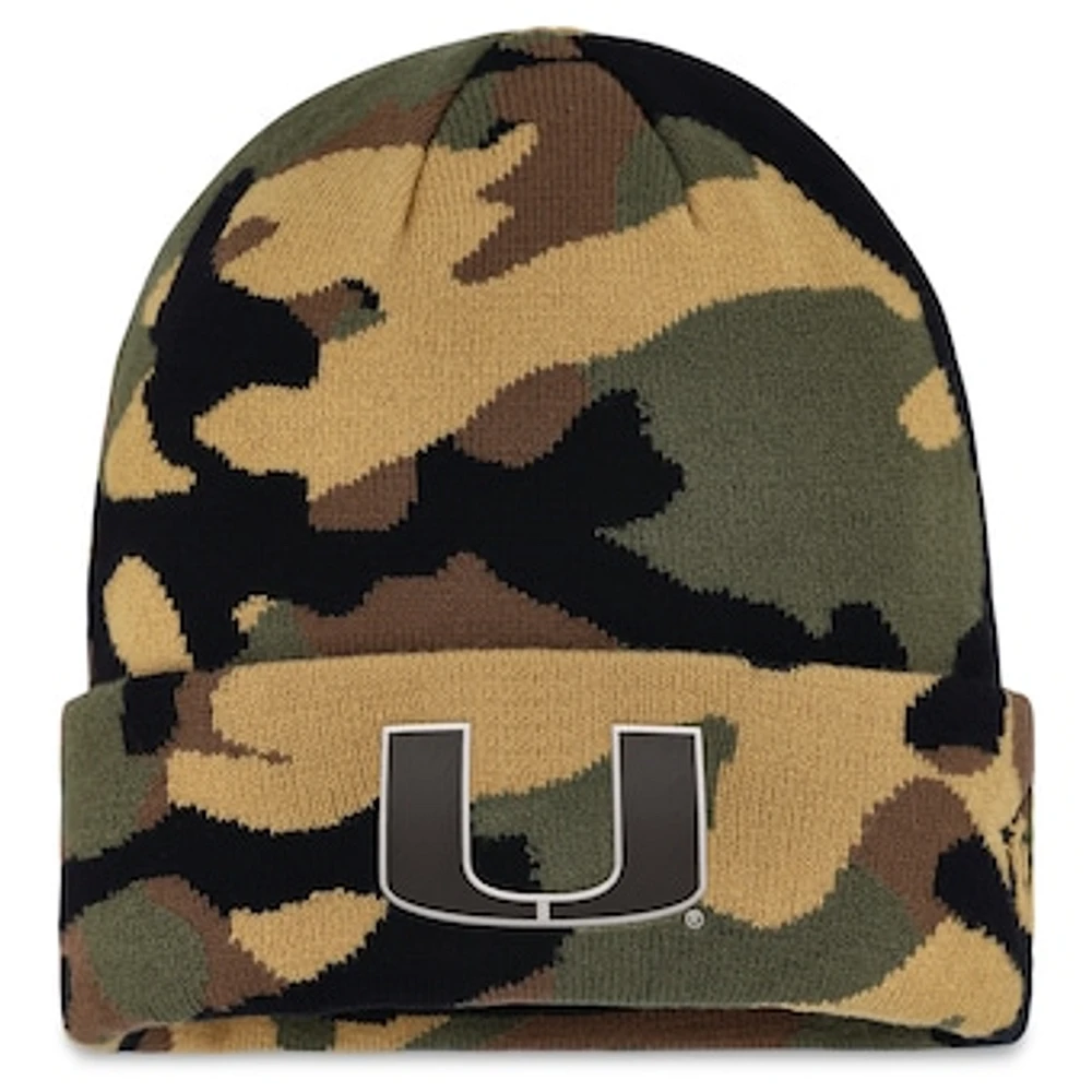 Men's Top of the World Camo Miami Hurricanes OHT Military Appreciation Boondocks Cuffed Knit Hat