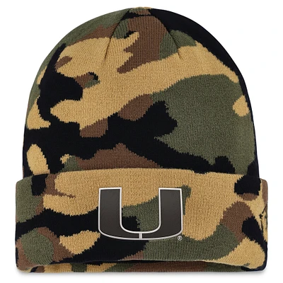 Men's Top of the World Camo Miami Hurricanes OHT Military Appreciation Boondocks Cuffed Knit Hat