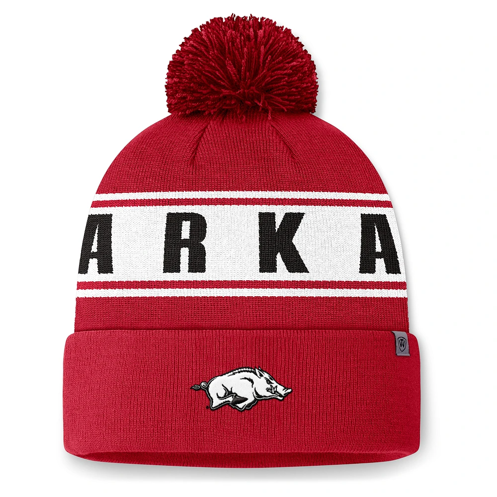 Men's Top of the World Cardinal Arkansas Razorbacks Slash Cuffed Knit Hat with Pom