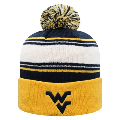 Men's Top of the World Navy West Virginia Mountaineers Ambient Cuffed Knit Hat with Pom