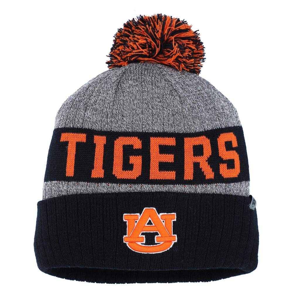 Men's Top of the World Navy Auburn Tigers Below Zero Cuffed Knit Hat with Pom
