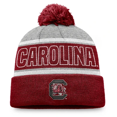 Men's Top of the World Garnet South Carolina Gamecocks Two-Tone Cuffed Knit Hat with Pom