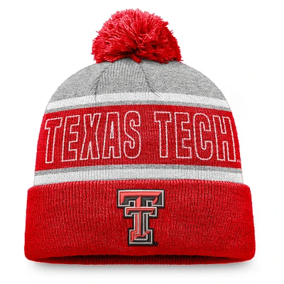 Men's Top of the World Red Texas Tech Red Raiders Two-Tone Cuffed Knit Hat with Pom