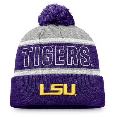 Men's Top of the World Purple LSU Tigers Two-Tone Cuffed Knit Hat with Pom