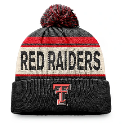 Men's Top of the World Black Texas Tech Red Raiders Three-Tone Cuffed Knit Hat