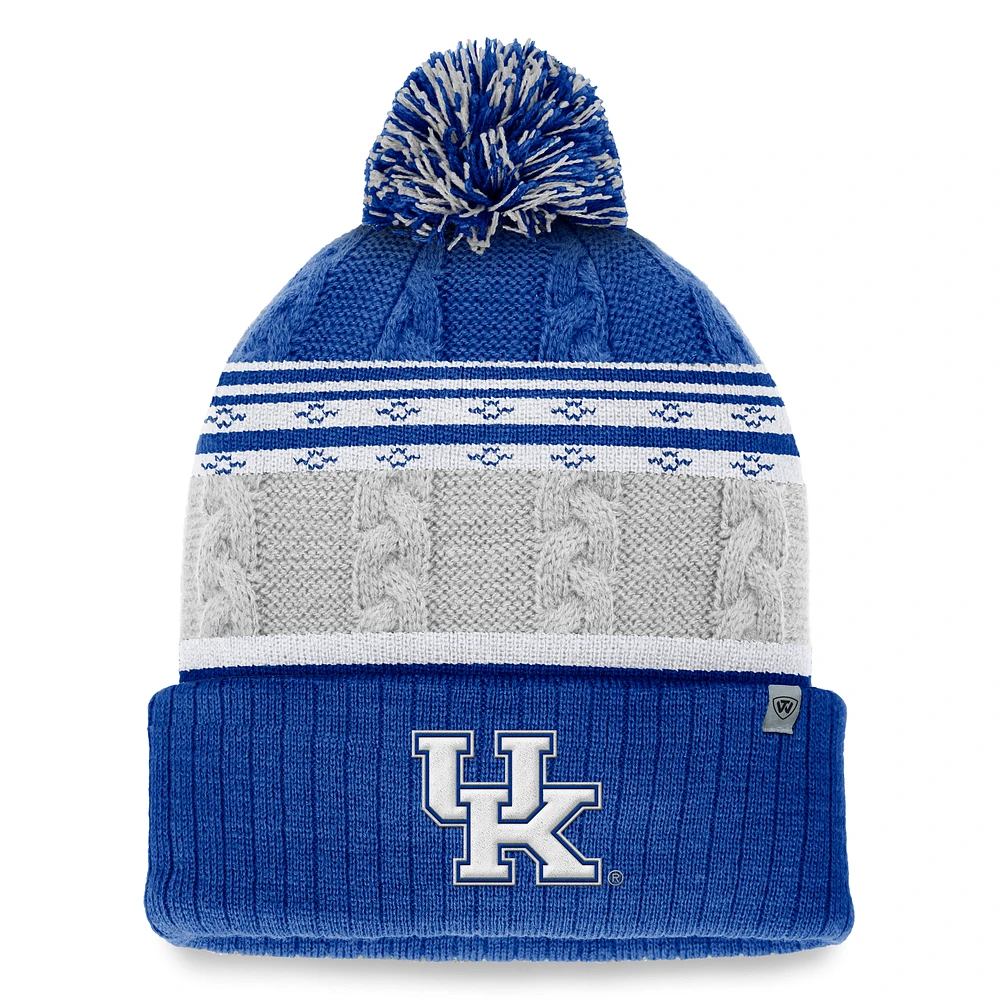 Men's Top of the World Royal Kentucky Wildcats Altitude Three-Tone Cuffed Knit Hat with Pom
