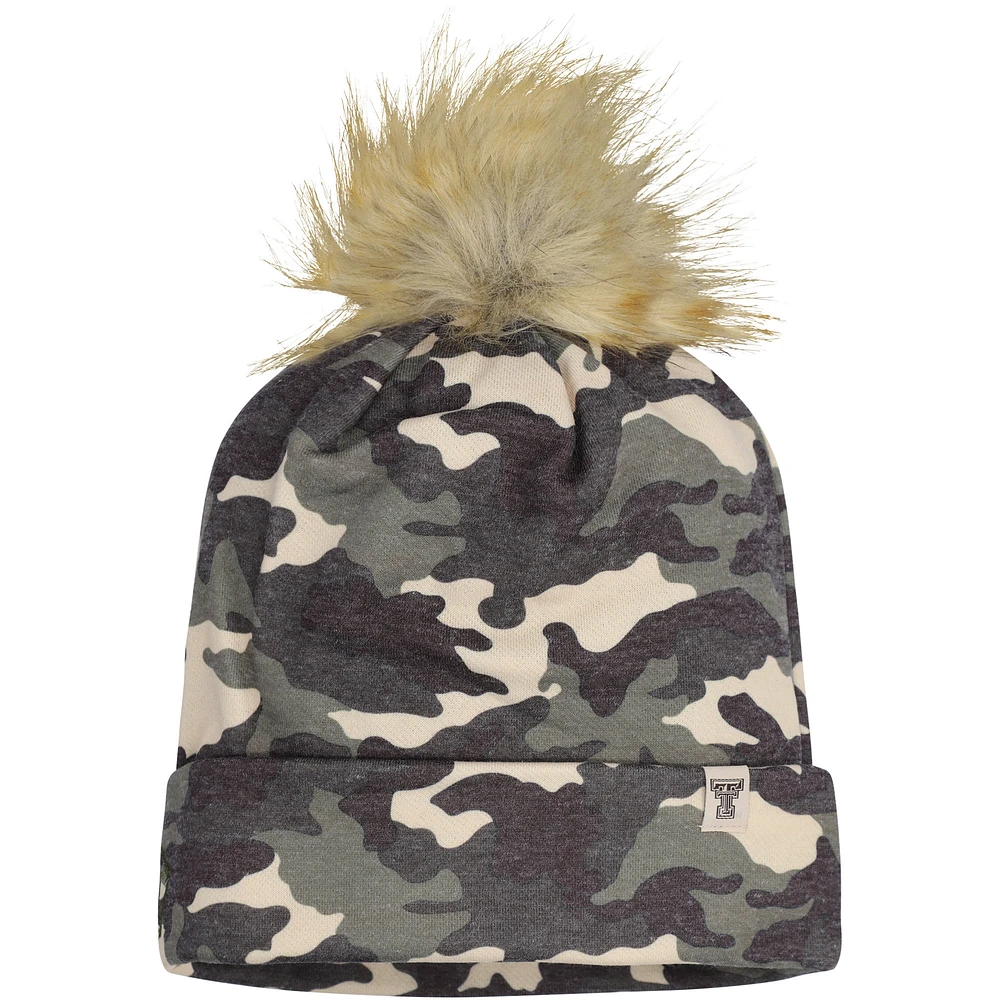 Men's Top of the World Camo Texas Tech Red Raiders Operation Hat Trick Woven Cuffed Knit Hat with Pom