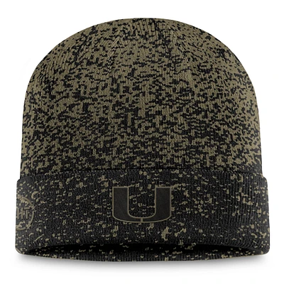 Men's Top of the World Olive/Black Miami Hurricanes Cuffed Knit Two-Tone Hat