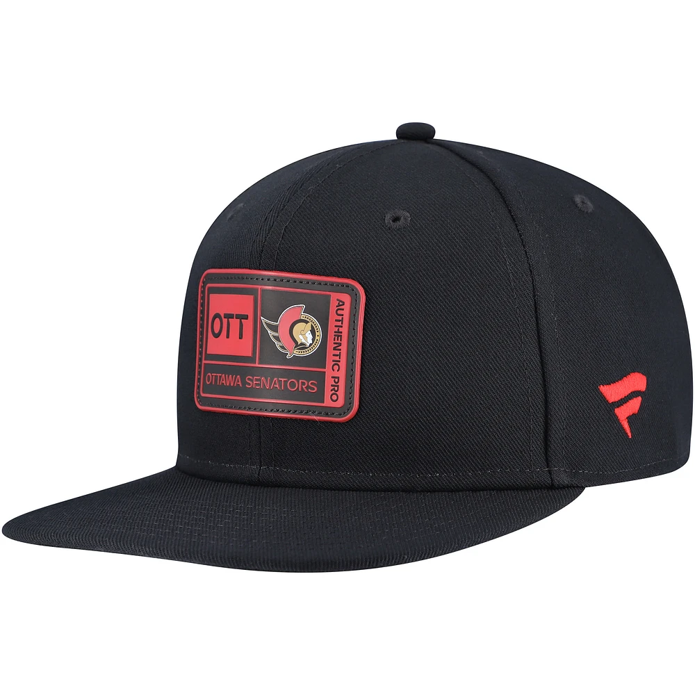 Men's Fanatics Black Ottawa Senators Authentic Pro Training Camp Snapback Hat