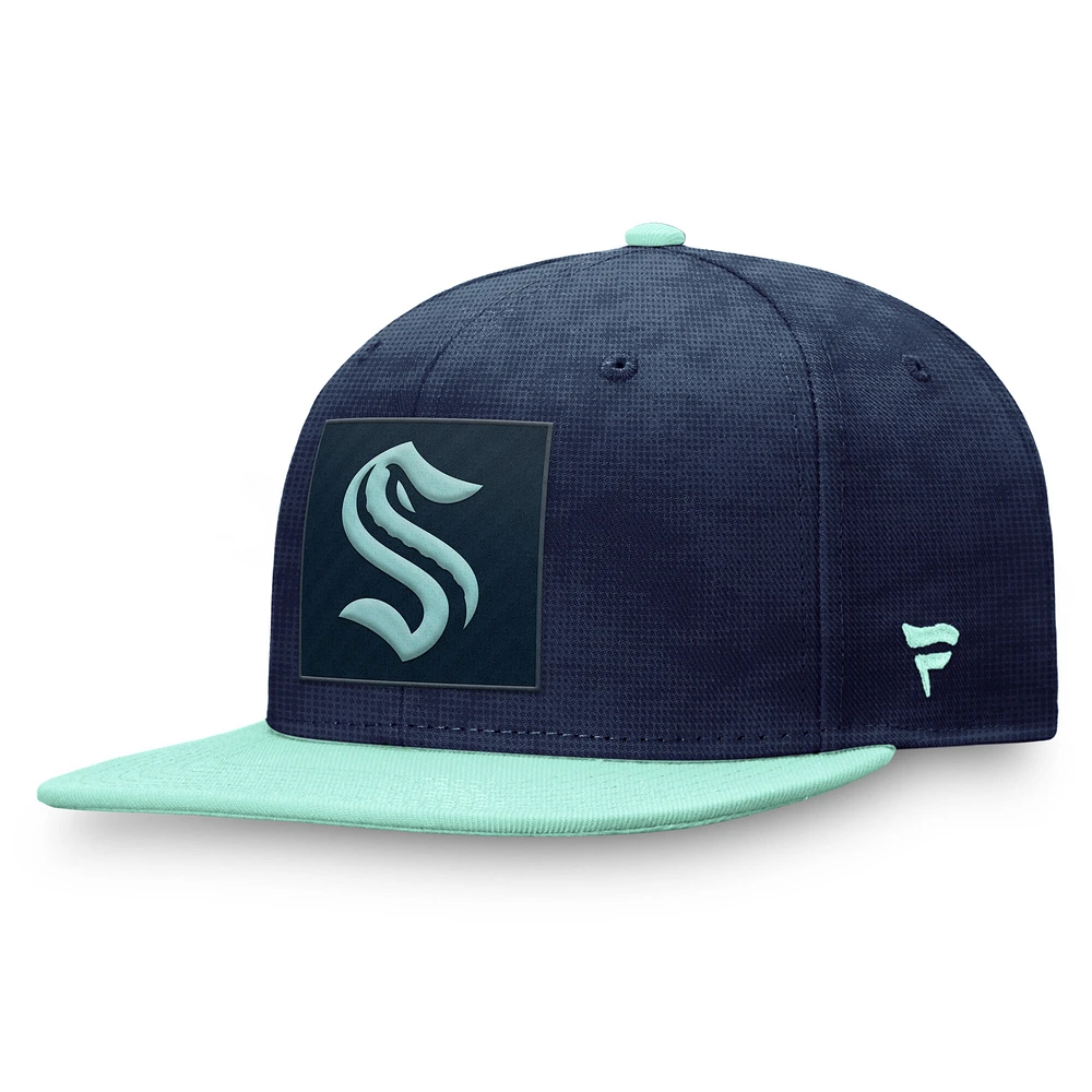 Men's Fanatics Deep Sea Blue/Light Blue Seattle Kraken Authentic Pro Rink Snapback Hat