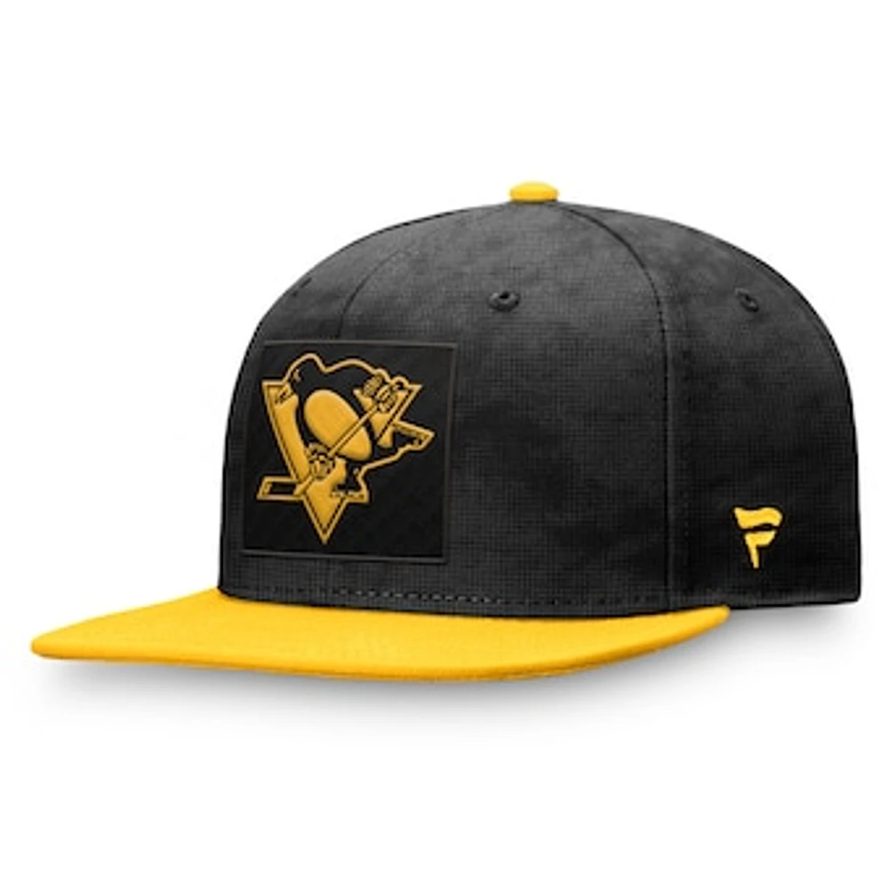 Men's Fanatics Black/Gold Pittsburgh Penguins Authentic Pro Rink Snapback Hat
