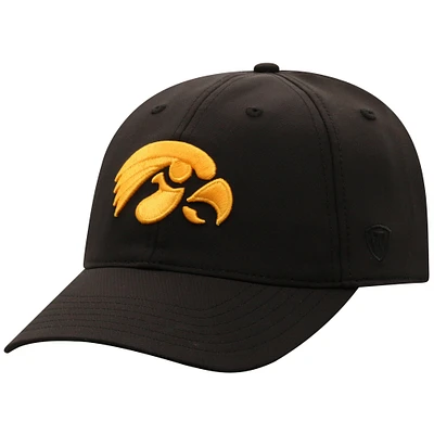 Men's Top of the World Black Iowa Hawkeyes Victory Trainer Adjustable Hat