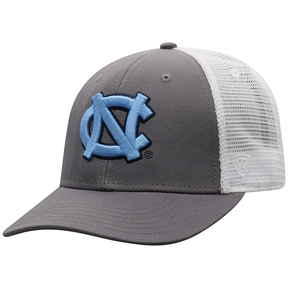 Men's Top of the World Gray North Carolina Tar Heels Trucker Adjustable Hat