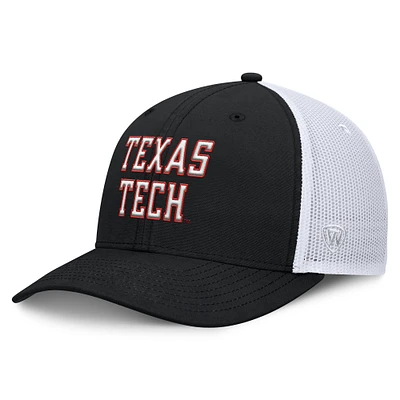 Men's Top of the World Black Texas Tech Red Raiders Trucker Adjustable Hat