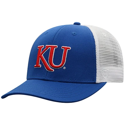 Men's Top of the World Royal/White Kansas Jayhawks Victory Baseline Trucker Adjustable Hat
