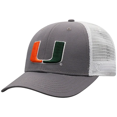 Men's Top of the World Gray/White Miami Hurricanes Victory Baseline Trucker Adjustable Hat