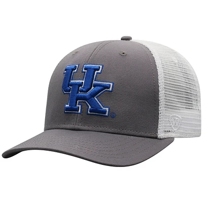 Men's Top of the World Gray/White Kentucky Wildcats Victory Baseline Trucker Adjustable Hat