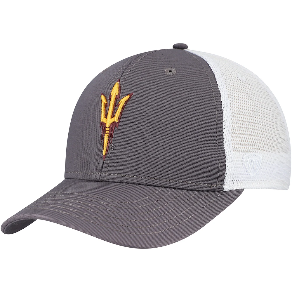 Men's Top of the World Gray/White Arizona State Sun Devils Victory Baseline Trucker Adjustable Hat