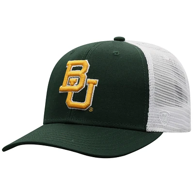 Men's Top of the World Green/White Baylor Bears Victory Baseline Adjustable Trucker Hat