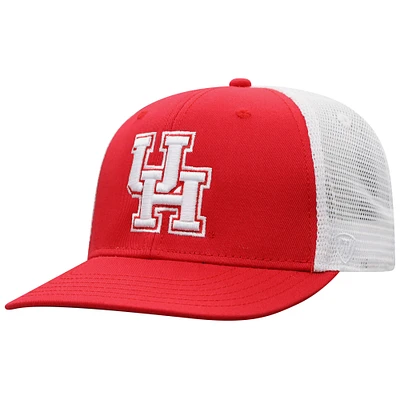 Men's Top of the World Red/White Houston Cougars Victory Baseline Adjustable Trucker Hat