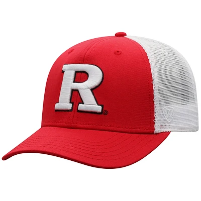 Men's Top of the World Scarlet/White Rutgers Scarlet Knights Victory Baseline Adjustable Trucker Hat