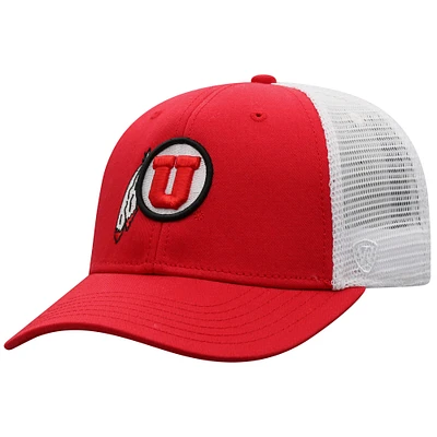 Men's Top of the World Red/White Utah Utes Victory Baseline Adjustable Trucker Hat