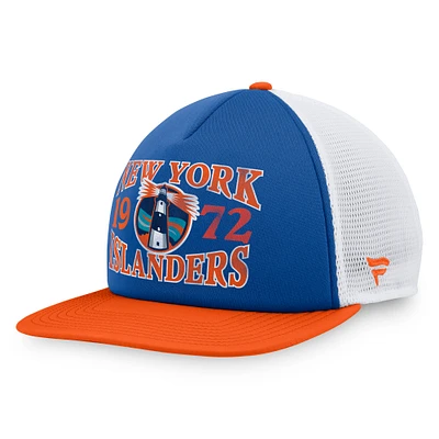 Men's Fanatics Royal New York Islanders Heritage Foam Front Adjustable Trucker Hat